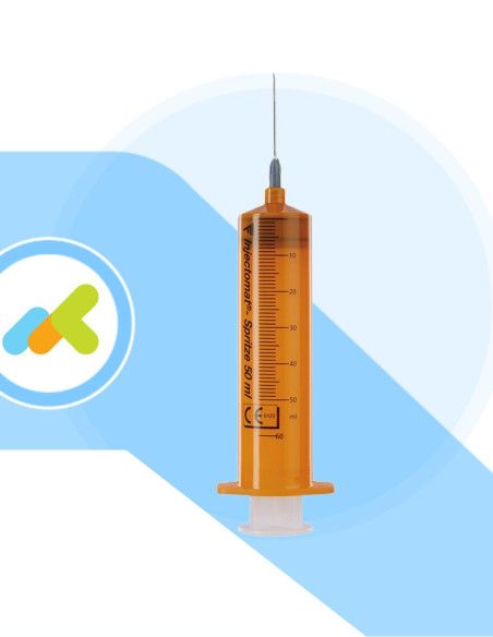 Injectomat Siringa Ambrata | Cono Luer Lock con Ago 50 ml | 100 pezzi