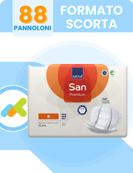 Pannoloni per incontinenza abbondante | Abena San 8 | Comfort e assorbenza