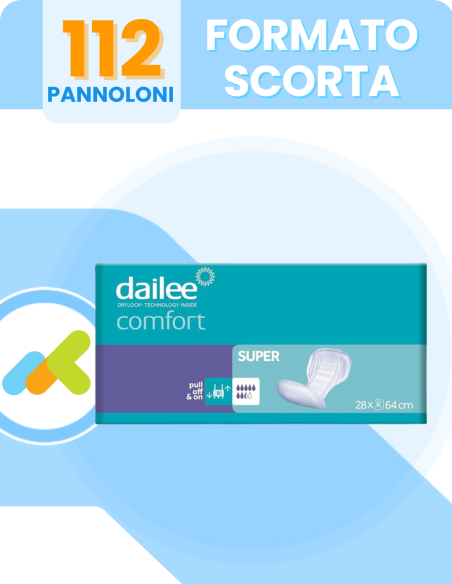 Dailee Comfort Super | Pannolone sagomato assorbente | 7,5 Gocce | Per incontinenza Moderata | 28 pezzi