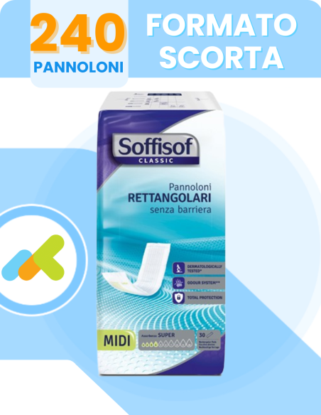Soffisof Classic | Pannoloni Rettangolari per Incontinenza Lieve o Moderata  | Senza Barriera