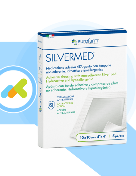 Silvermed 10 x 10 5pz | Medicazione idroattiva all’argento micronizzato