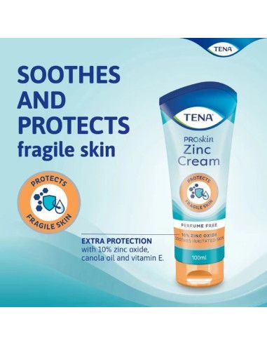 TENA Zinc Cream | Crema Lenitiva con Ossido di Zinco | 100ml
