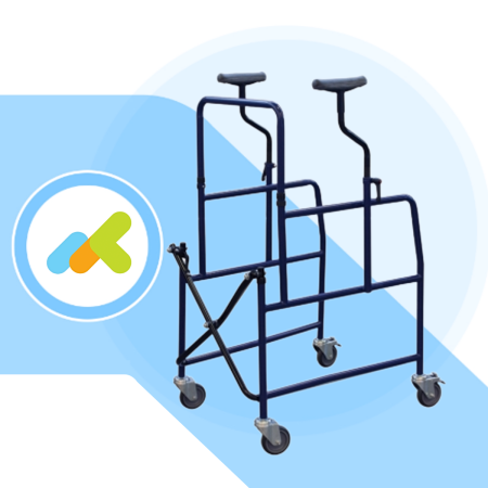 Deambulatore ascellare AD-63 pieghevole con 4 ruote piroettanti e con freno