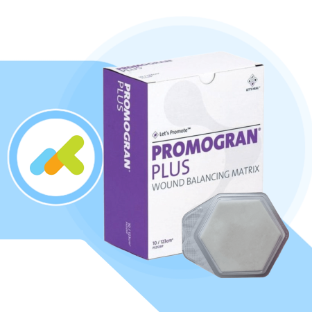 Promogran Plus | Medicazione a Base di Collagene Argento e ORC | per Ferite Essudanti | 1 pezzo