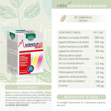 Esi Normolip 5 Forte | Integratore Alimentare | Controllo del Colesterolo e Trigliceridi | 60 compresse 2