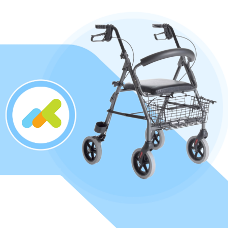 Moretti Rollator pieghevole in alluminio verniciato – 4 ruote – Atlante