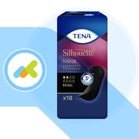 TENA Lady Silhouette Noir Mini | Assorbenti per Incontinenza Femminile | 18 pezzi