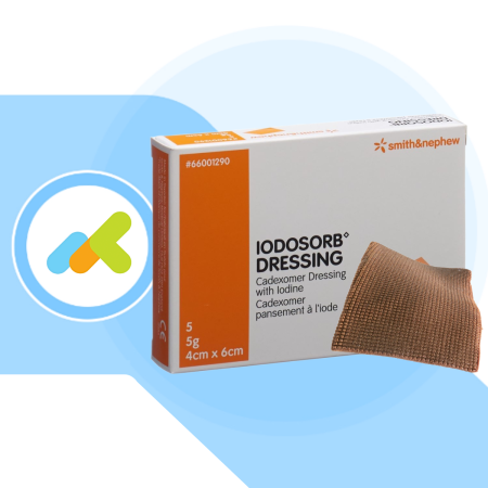 Iodosorb Dressing 4x6 | Medicazione Sterile con Cadexomero per Ferite Croniche | 5 Pezzi