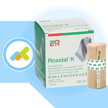 Rosidal K Bendaggio Compressivo 6cm x 5m | Benda Elastica per Insufficienza Venosa Rosidal K Bendaggio Compressivo 6cm x 5m | Benda Elastica per Insufficienza Venosa