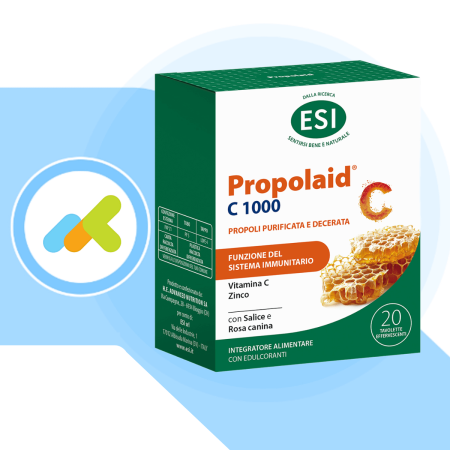 ESI Propolaid Propol C 1000 | Integratore Propoli Vitamina C per Sistema Immunitario | 20 Tavolette Effervescenti