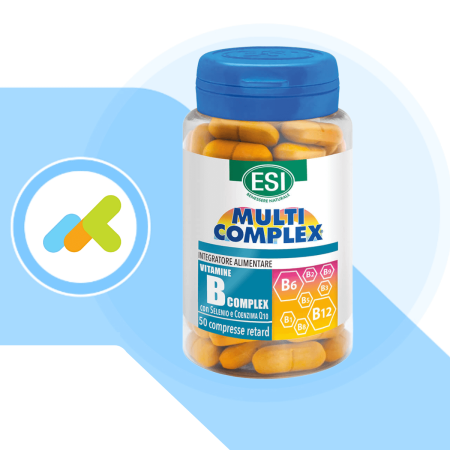 ESI Multicomplex Vitamina B con Selenio e Coenzima Q10 | Integratore Energetico Anti-Stanchezza | 50 compresse