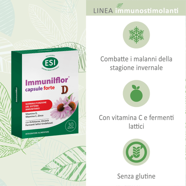 Esi Immuniflor Capsule Forte | con Echinacea e Vitamine C-D | 30cps