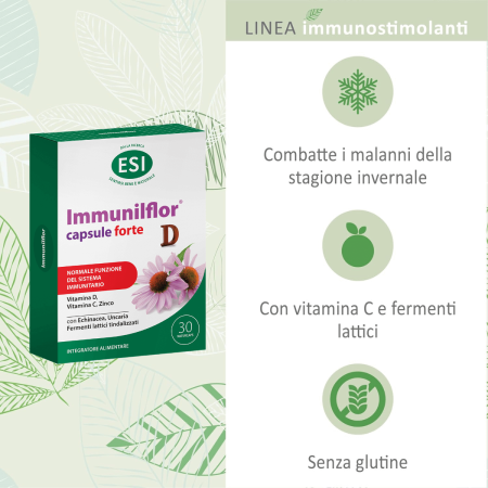 Esi Immuniflor Capsule Forte | con Echinacea e Vitamine C-D | 30cps
