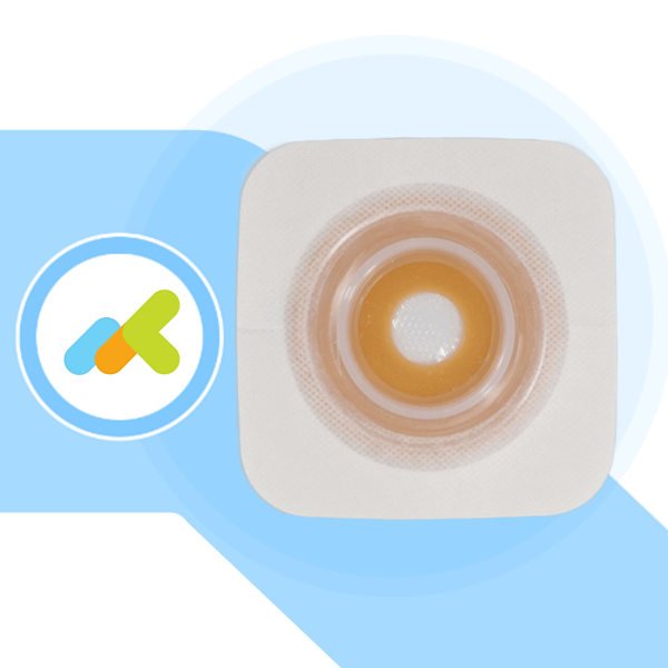 Placca convessa modellabile con barriera protettiva in Durahesive e supporto microporoso.