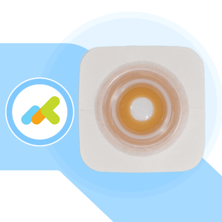 Placca convessa modellabile con barriera protettiva in Durahesive e supporto microporoso.