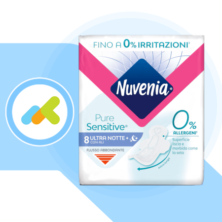 Nuvenia Pure Sensitive assorbenti ultra notte con ali notte 8pz