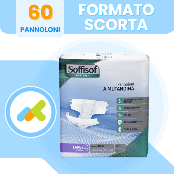 Soffisof Maxi | Pannoloni A Mutandina | Air Dry | Incontinenza Grave | 15 Pezzi