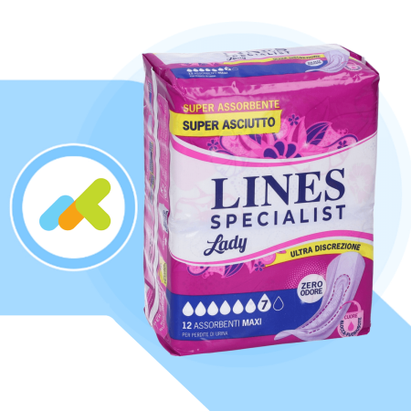 Lines Lady Maxi | Assorbenti Alta Protezione Incontinenza Femminile| 12 pezzi Lines Lady Maxi | Assorbenti Alta Protezione Incontinenza Femminile| 12 pezzi