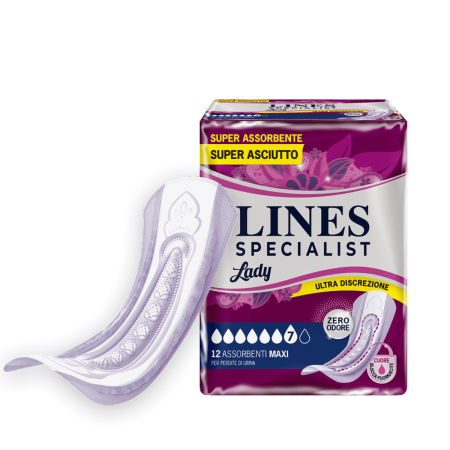 Lines Lady Maxi | Assorbenti Alta Protezione Incontinenza Femminile| 12 pezzi Lines Lady Maxi | Assorbenti Alta Protezione Incontinenza Femminile| 12 pezzi