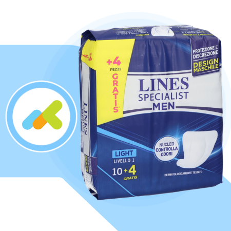 Lines Specialist Men Livello 1: Protezione Discreta per Perdite Leggere 14 pezzi