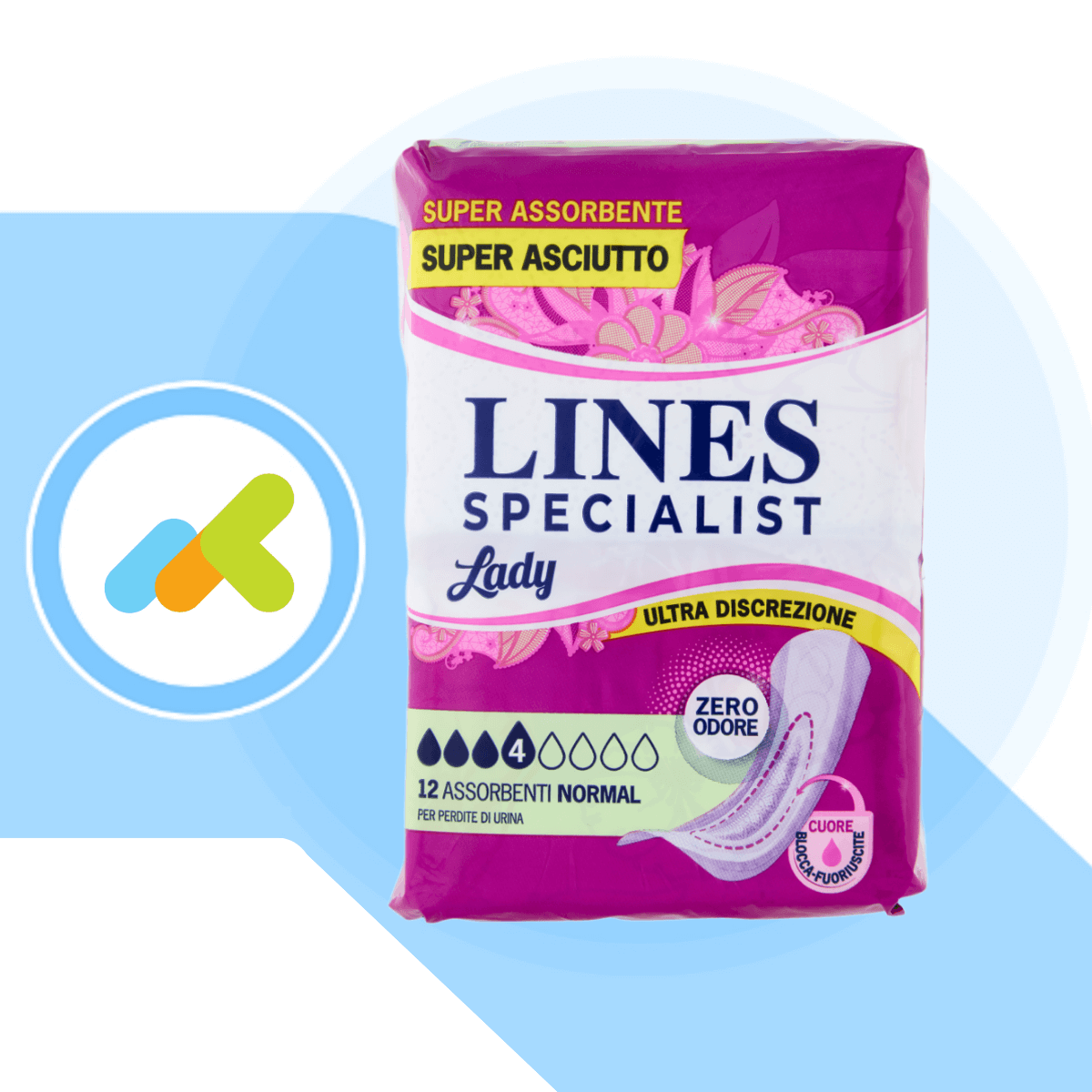 Lines Specialist Lady Normal - Assorbenti anatomici per incontinenza femminile leggera