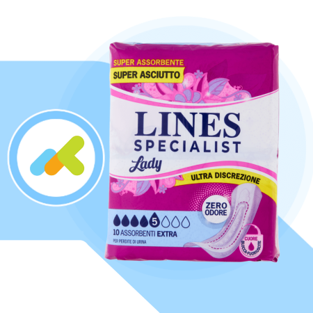 Lines Specialist Lady Extra 5 Gocce | Assorbenti Incontinenza Ultra Discreti 10 Pezzi