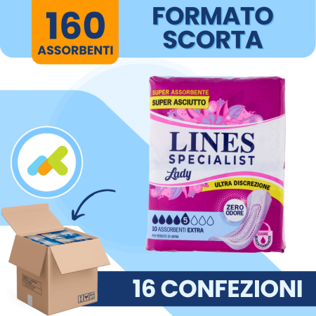 Lines Specialist Lady Extra | Assorbenti Femminili | Protezione e Assorbenza Massima | 10 pezzi