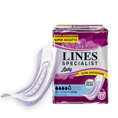 Lines Specialist Lady Extra | Assorbenti Femminili | Protezione e Assorbenza Massima | 10 pezzi