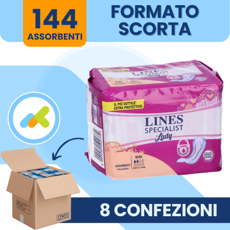 Lines Specialist Lady Mini | Assorbenti Femminili per Piccole Perdite | 18 pezzi