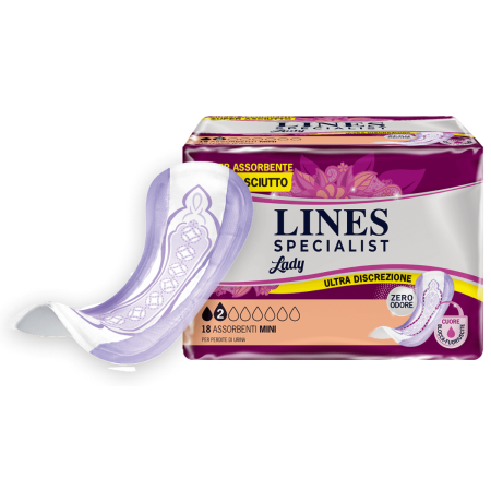 Lines Specialist Lady Mini | Assorbenti Femminili per Piccole Perdite | 18 pezzi Lines Specialist Lady Mini | Assorbenti Femminili per Piccole Perdite | 18 pezzi