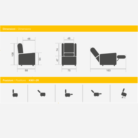 Poltrona Elevabile KSP K901-2R | Alzata Assistita a 2 Motori Lift-Relax – Dispositivo Medico CE