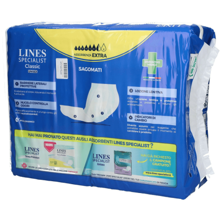 Lines Specialist Classic Sagomato Extra | Protezione Totale contro l'Incontinenza | 30 pezzi