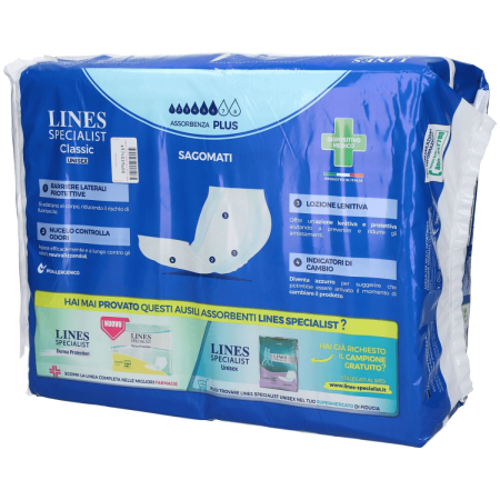Lines Specialist Classic Sagomati Plus | Pannoloni per Incontinenza Media | 30 pezzi 2