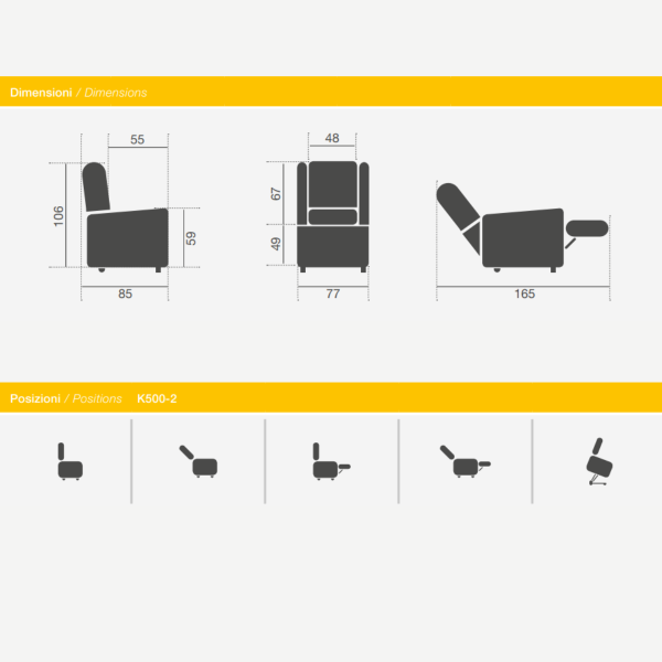 Poltrona Elevabile KSP K-500 con Alzata Assistita e 2 Motori Lift Relax | Dispositivo Medico CE