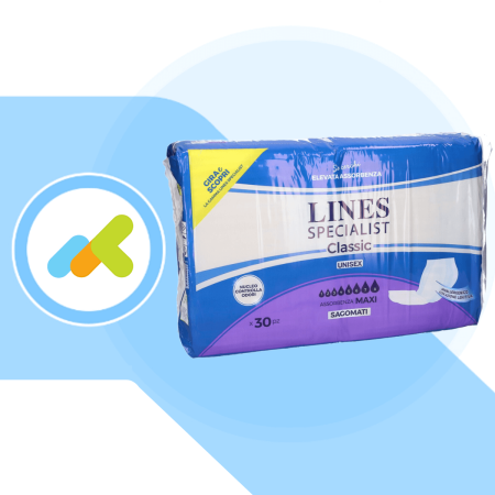 Lines Specialist Classic Sagomati Maxi 8 Gocce 30 Pezzi | Incontinenza Alta
