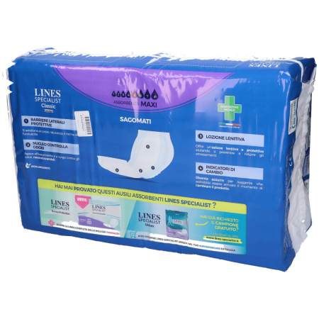Lines Specialist Classic Sagomati Maxi | Pannoloni Assorbenti | Incontinenza Alta | 30 pezzi
