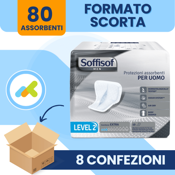 Soffisof Men Level 2 | Assorbenti Uomo | Efficaci Contro Incontinenza Leggera | 10 Pezzi