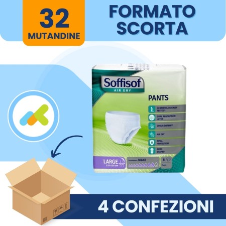 Soffisof Air Dry Pants Maxi – Mutandine Assorbenti per Incontinenza Grave ad Alta Protezione cf 8 pz formato scorta