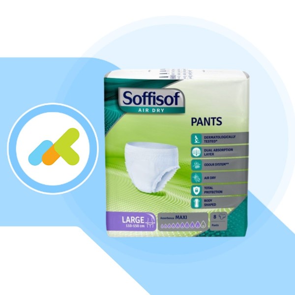 Soffisof Air Dry Pants Maxi – Mutandine Assorbenti per Incontinenza Grave ad Alta Protezione cf 8 pz
