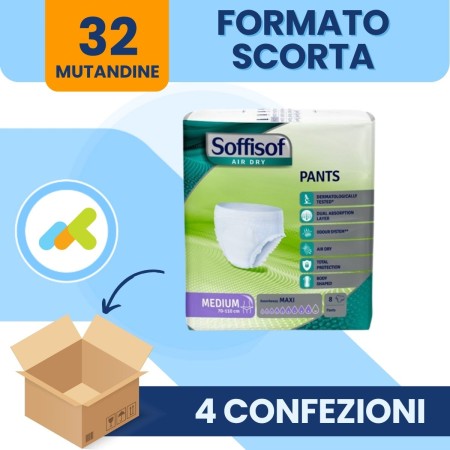 Soffisof Air Dry Pants Maxi – Mutandine Assorbenti per Incontinenza Grave ad Alta Protezione cf 8 pz formato scorta