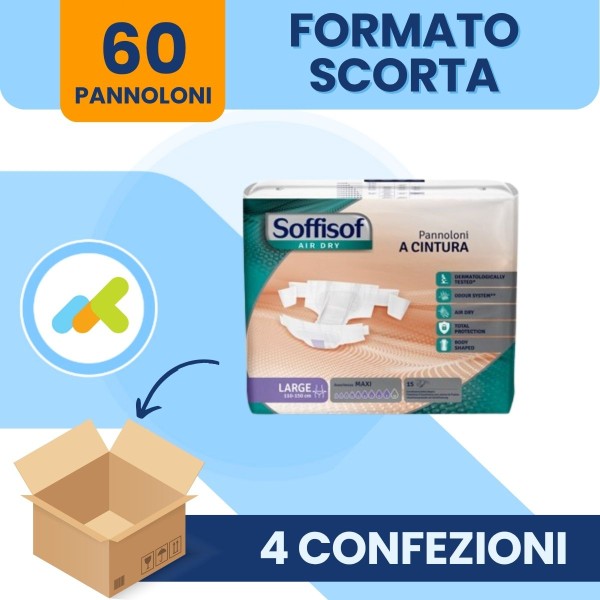 Soffisof Air Dry Maxi | Pannolone A Cintura Traspirante Per Incontinenza | 15 Pezzi