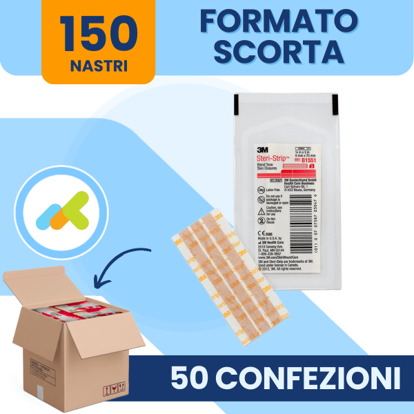 3m Steri-strip 6x75mm 1541r | Nastro Per Sutura Cutanea Rinforzato | Adesione Sicura | 3 Strip