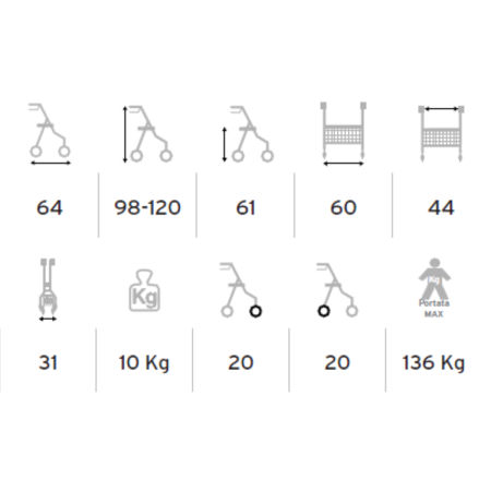 Rollator pieghevole in acciaio verniciato | 4 ruote con appoggio antibrachiale | ERA 2