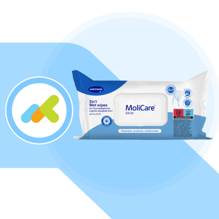 MoliCare Skin salviette detergenti 3in1 per pelli sensibili | 50 pezzi