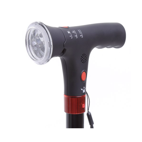 Bastone da Passeggio in Alluminio con Luce LED e Allarme Acustico RP165 – Moretti
