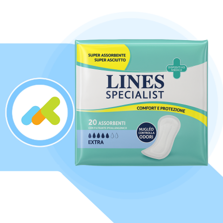 Lines Specialist Extra: Assorbenti Anatomici Unisex per Incontinenza Leggera e ModeratA