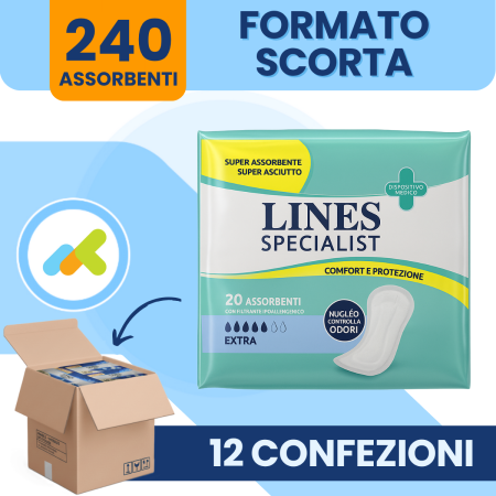 Lines Specialist Extra: Assorbenti Anatomici Unisex per Incontinenza Leggera e ModeratA Lines Specialist Extra: Assorbenti Anatomici Unisex per Incontinenza Leggera e ModeratA