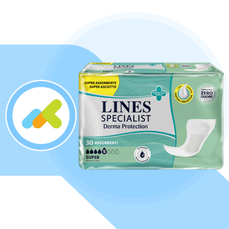 Lines Specialist Sagomati Super | Derma Protection con Ossido di Zinco | 30 pezzi