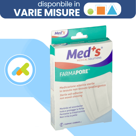 Med's Farmapore | Medicazioni Adesiva Sterile in TNT | Morbida e Assorbente | 5 pezzi