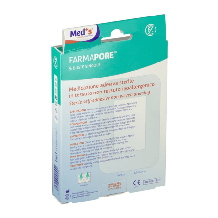Med's Farmapore | Medicazioni Adesiva Sterile in TNT | Morbida e Assorbente | 5 pezzi 2
